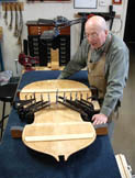 Bass restoration - Bob with clamped back brace 