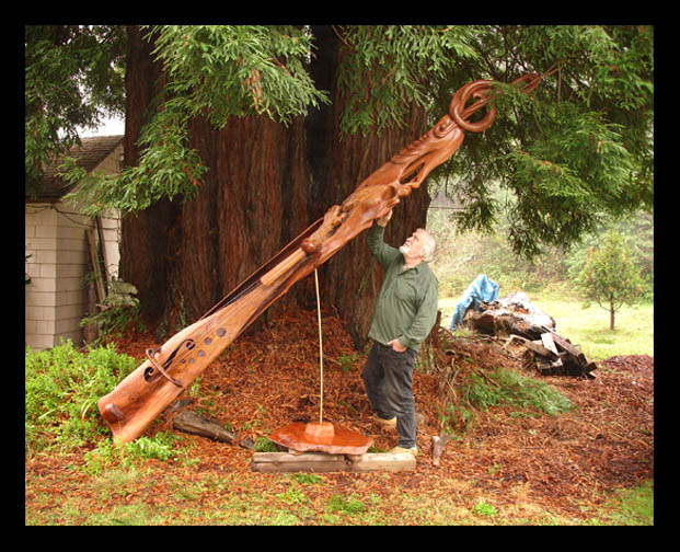 John Wiebe with sculpture